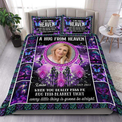 A Hug From Heaven Memorial Personalized Custom Bedding Set - Christmas Gift, Sympathy Gift