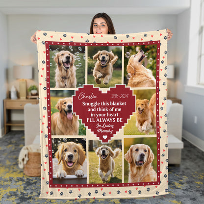 Memorial Pet Lovers Heart Custom Pet Photo - Memorial Dog Lover Personalized Custom Blanket - Christmas Gift, Sympathy Gift For Pet Lover