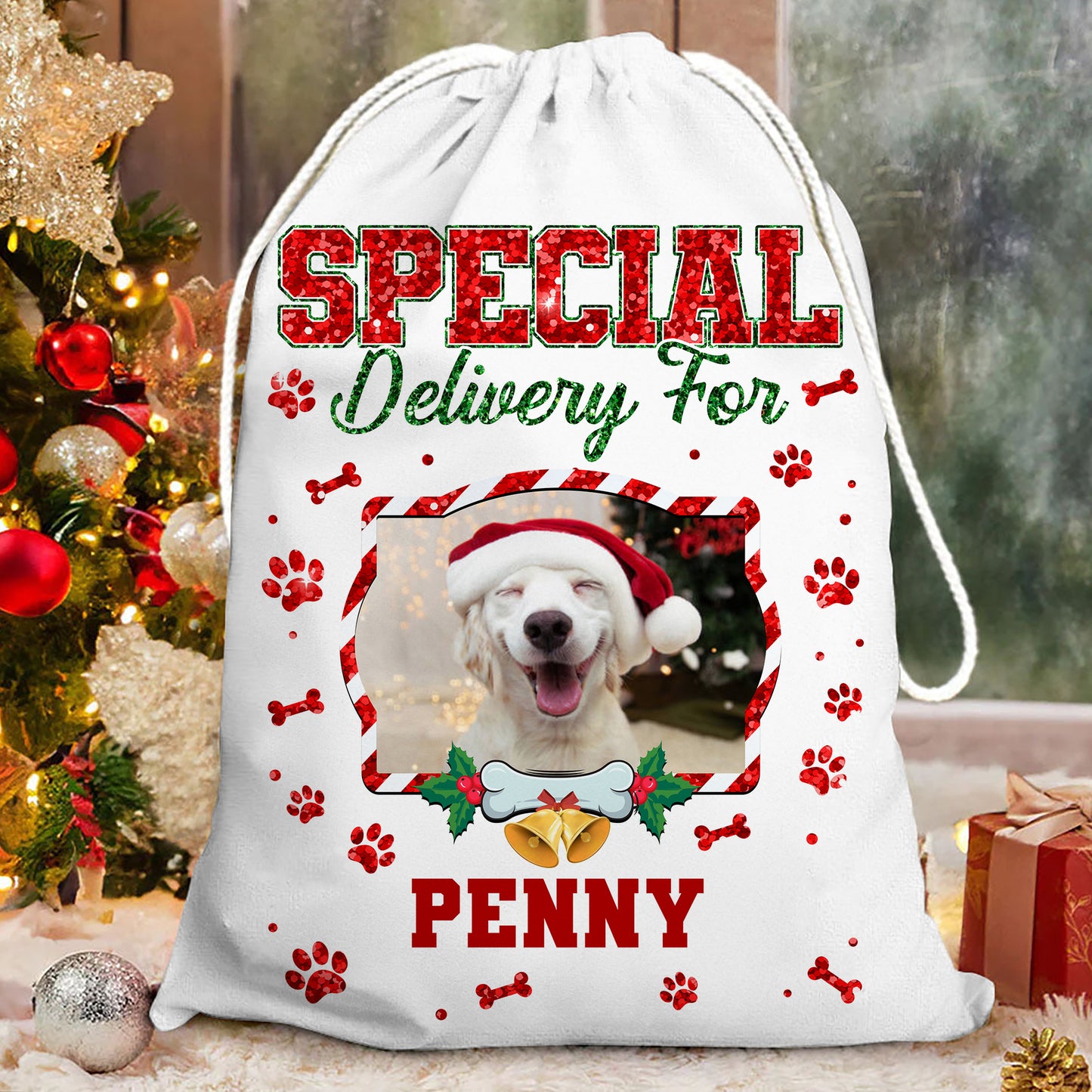 Special Delivery For Christmas Bag Custom Photo - Christmas Gift For Dog Lovers Cat Lovers - Personalized Christmas Sack - Custom Christmas Bag