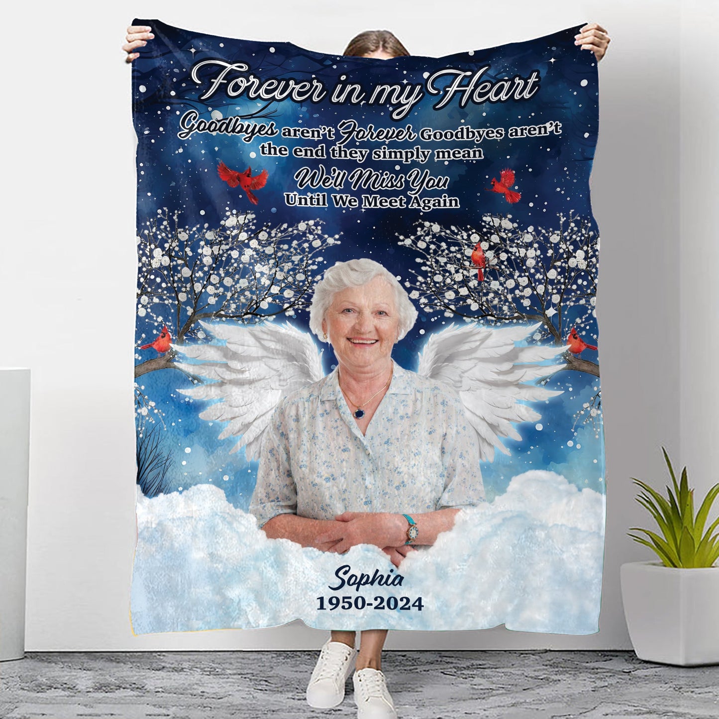 Forever In My Heart - Memorial Personalized Custom Blanket - Christmas Gift, Sympathy Gift