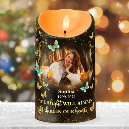 Your Light Will Always Shine In My Heart - Personalized Flameless LED Candle