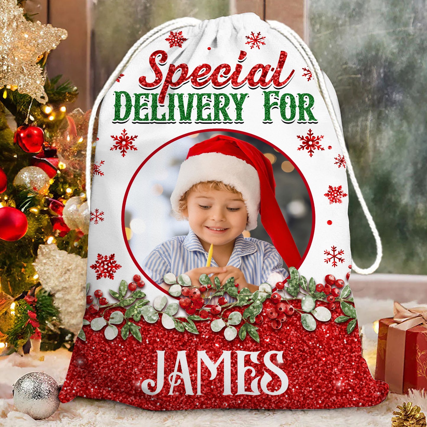 Family Christmas Bag for Holiday Presents Christmas Bag Custom Photo - Christmas Family Gift - Personalized Christmas Sack - Custom Christmas Bag