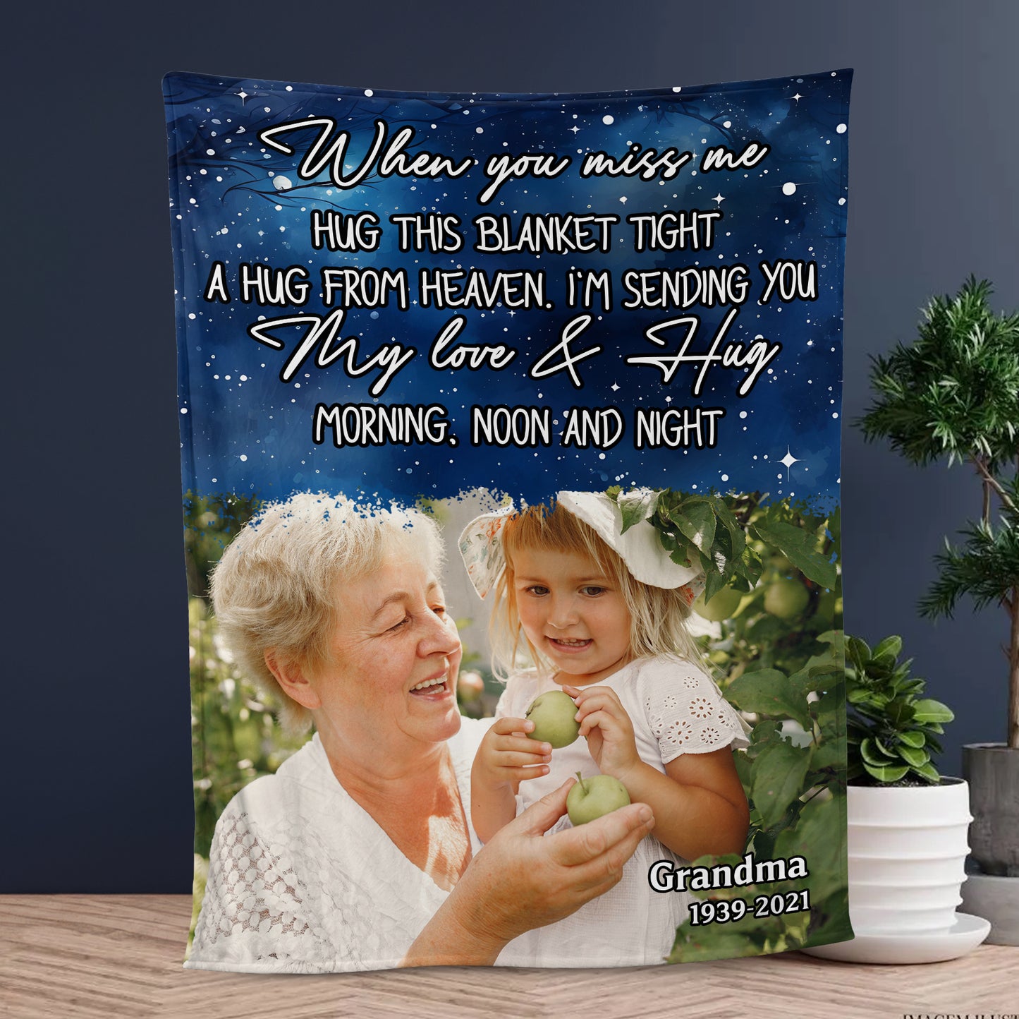 Custom Photo Sky In Loving Memories Blanket Memorial - Remembrance Gift - Memorial Personalized Custom Blanket - Christmas Gift, Sympathy Gift