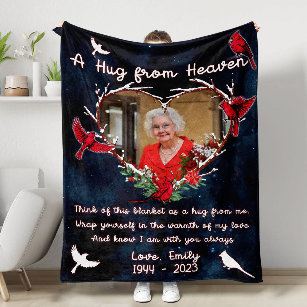 Think Of This Blanket As A Hug From Me Remembrance Gift - Memorial Personalized Custom Blanket - Christmas Gift, Sympathy Gift