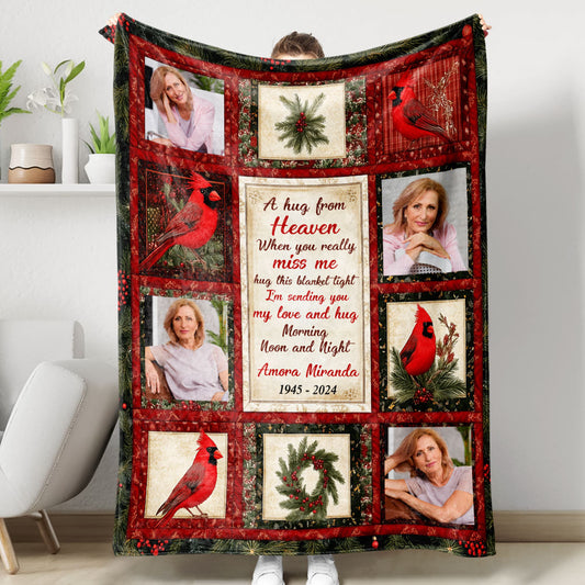 Sending You My Love And Hug You Day and Night In Loving Memory Remembrance Gift - Memorial Personalized Custom Blanket - Christmas Gift, Sympathy Gift