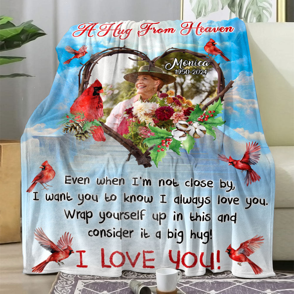 Custom Cardinal Photo When You Miss Me Memories Blanket Memorial - Remembrance Gift - Memorial Personalized Custom Blanket - Christmas Gift, Sympathy Gift