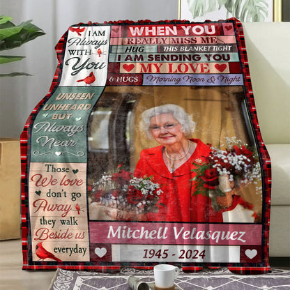 Hug This Cardinal Blanket Memorial - Remembrance Gift - Memorial Personalized Custom Blanket - Christmas Gift, Sympathy Gift