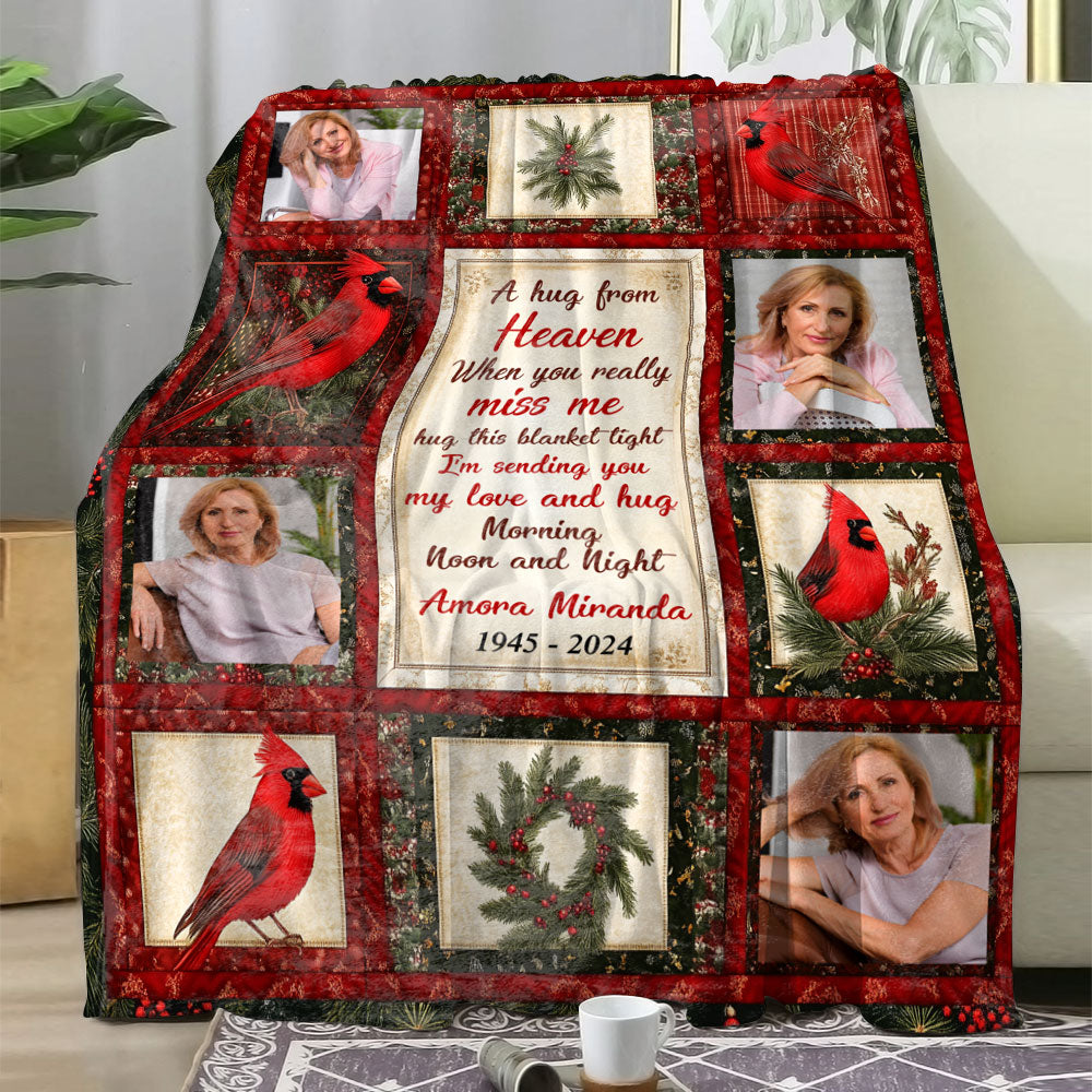 Sending You My Love And Hug You Day and Night In Loving Memory Remembrance Gift - Memorial Personalized Custom Blanket - Christmas Gift, Sympathy Gift