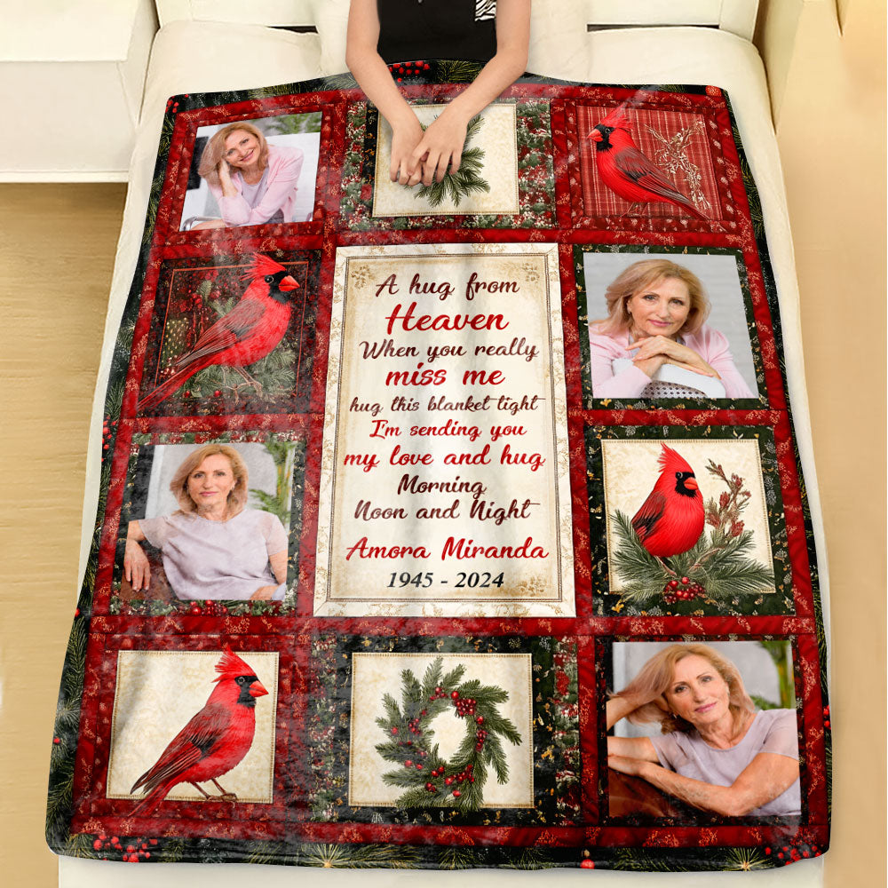 Sending You My Love And Hug You Day and Night In Loving Memory Remembrance Gift - Memorial Personalized Custom Blanket - Christmas Gift, Sympathy Gift