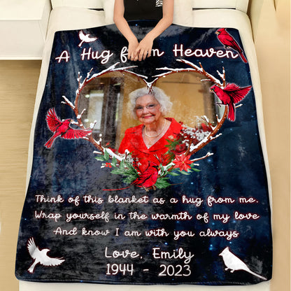 Think Of This Blanket As A Hug From Me Remembrance Gift - Memorial Personalized Custom Blanket - Christmas Gift, Sympathy Gift