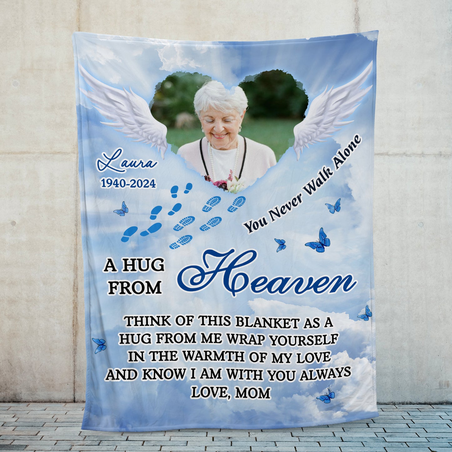 Never Walk Alone In Loving Memories Blanket Memorial - Remembrance Gift - Memorial Personalized Custom Blanket - Christmas Gift, Sympathy Gift