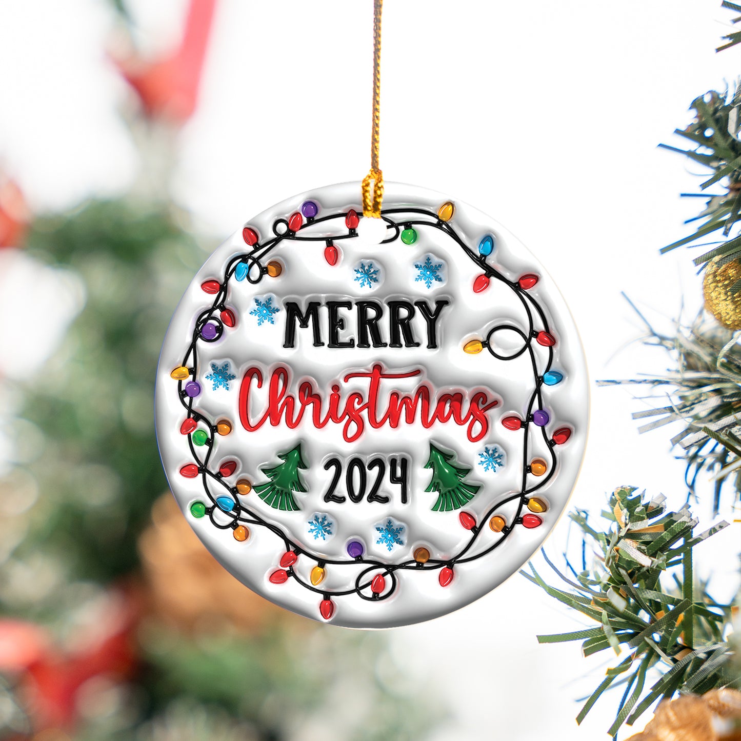 Merry Christmas 2024 Acrylic Ornament - Memorial Custom Acrylic Ornament - Custom Ornament