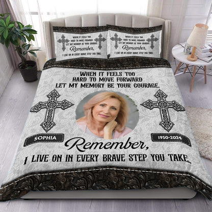 Every Brave Step You Take Cross - Memorial Personalized Custom Bedding Set - Christmas Gift, Sympathy Gift