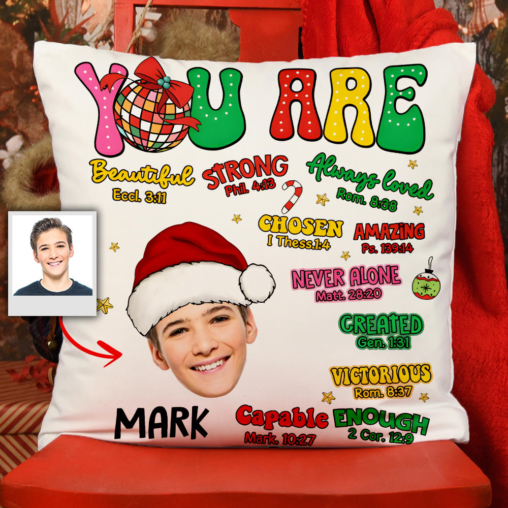 You Are Beautiful Christmas Pillow - Personalized Custom Throw Pillow