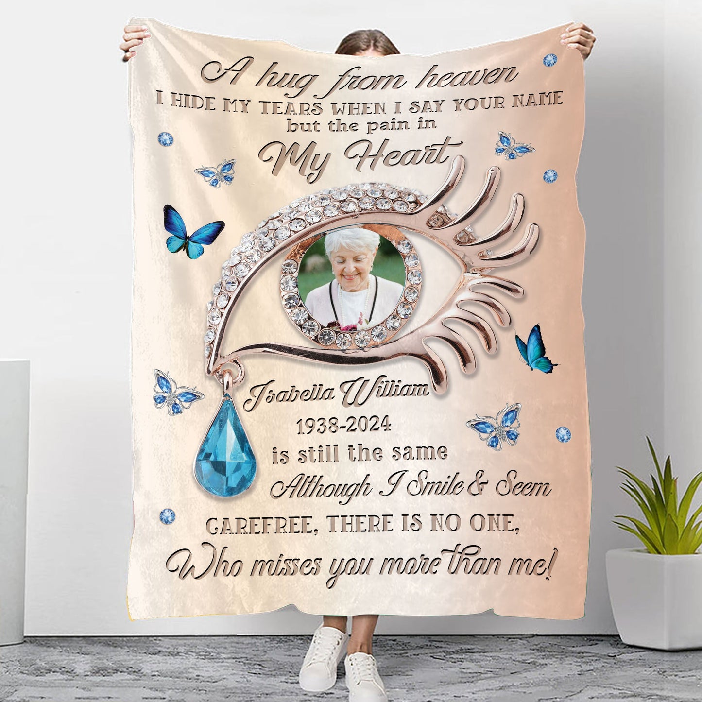 I Hide My Tears - Memorial Personalized Custom Blanket - Christmas Gift, Sympathy Gift