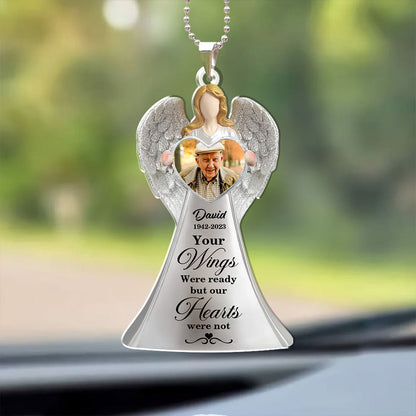 Angle Your Wings Were Ready Memorial Car Acrylic - Personalized Car Photo Ornament