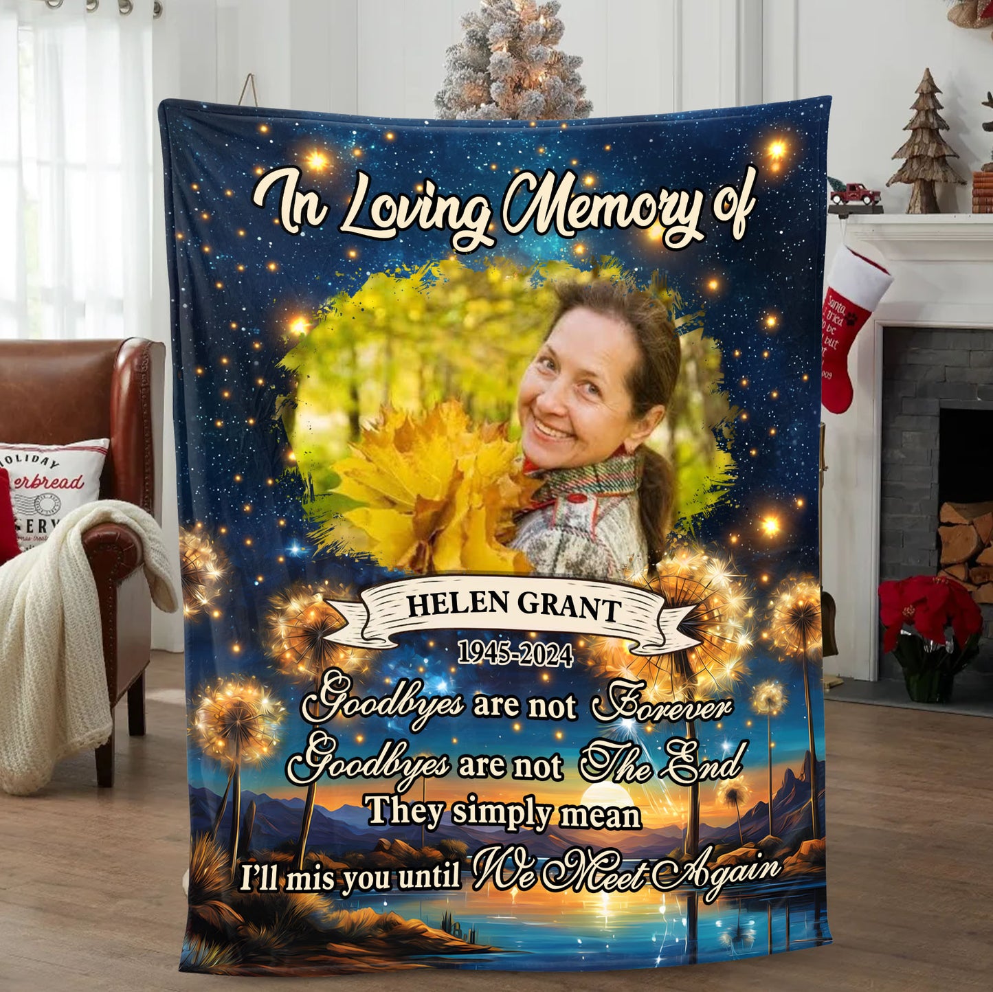 Goodbyes Are Not Forever Personalized Memorial  - Remembrance Gift - Memorial Personalized Custom Blanket - Christmas Gift, Sympathy Gift