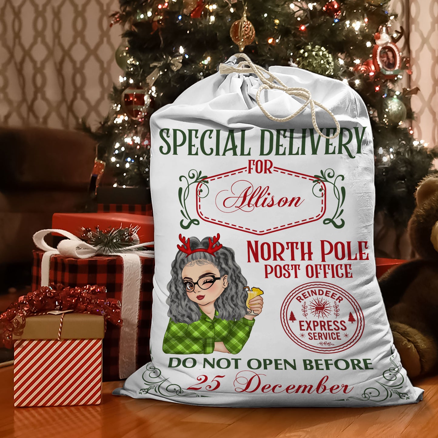 North Pole Post Office - Christmas Family Gift - Personalized Christmas Sack - Custom Christmas Bag