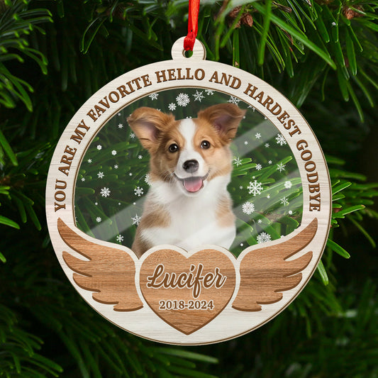 You Are My Favorite Hello and Hardest Goodbye - Personalized Memorial Vintage Ornament - Personalized Acrylic Ornament