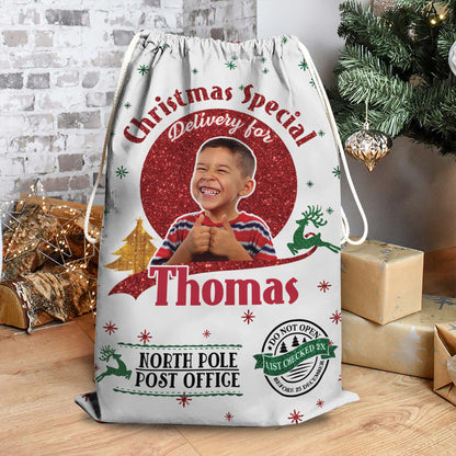 Giltter Christmas Bag Custom Photo - Christmas Family Gift - Personalized Christmas Sack - Custom Christmas Bag