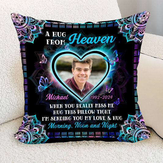 A Hug From Heaven Custom Memorial Pillow - Personalized Custom Throw Pillow