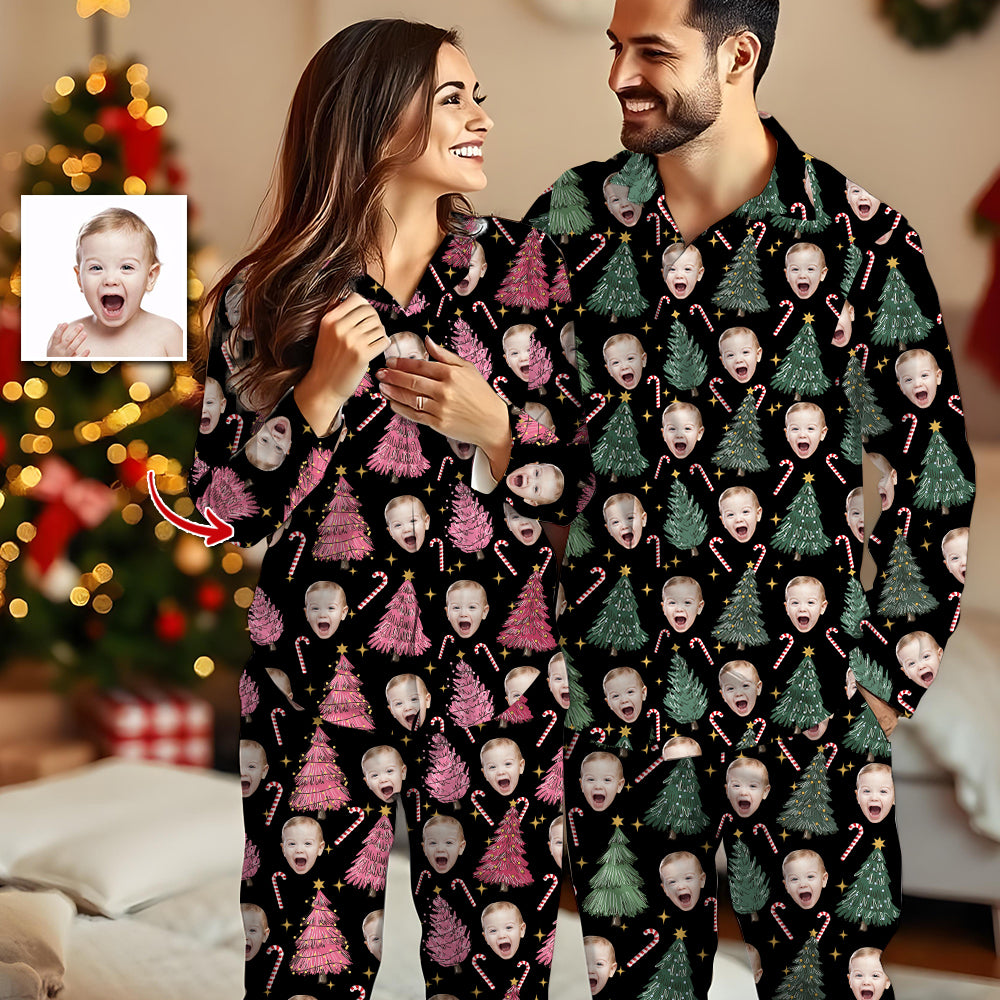 Christmas Tree Photo Pajamas Family Photo - Custom Photo Pajamas Pattern - Personalized Photo Christmas Pajamas