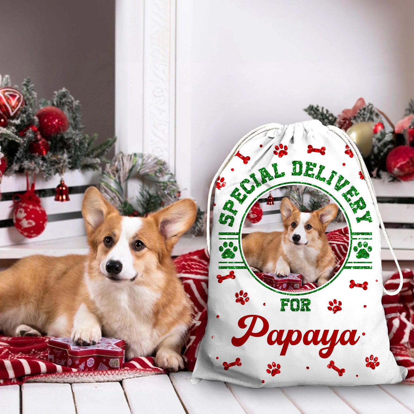 Christmas Wishes Bag Dog Lovers Custom Photo - Christmas Gifts - Personalized Christmas Sack - Custom Christmas Bag