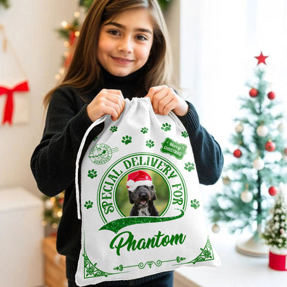 Merry Christmas Treats Bag Custom Photo - Christmas Gift For Dog Lovers - Personalized Christmas Sack - Custom Christmas Bag