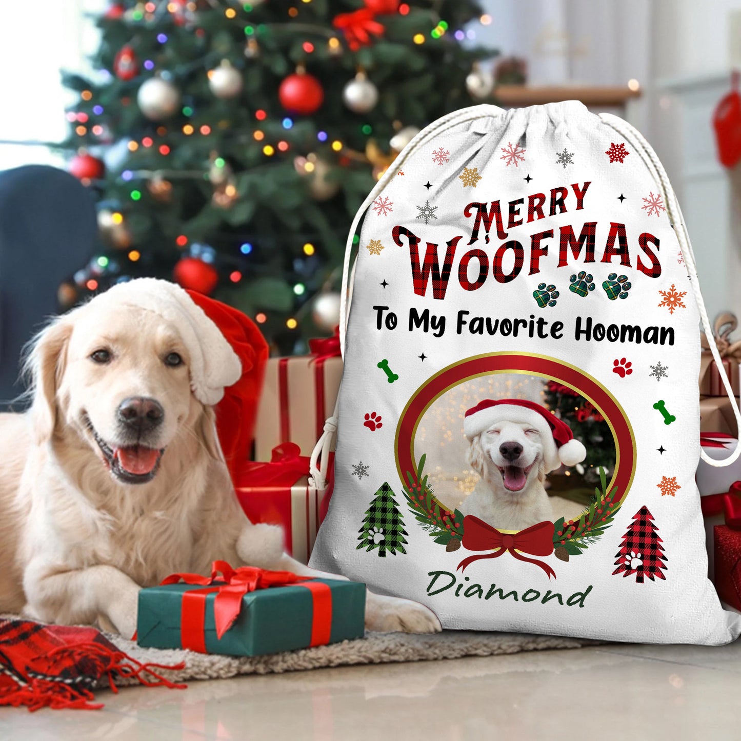 Christmas Bag To My Favorite Human - Christmas Gift For Dog Lovers Cat Lovers - Personalized Christmas Sack - Custom Christmas Bag