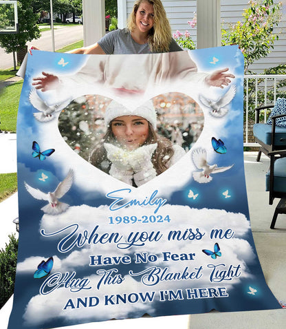 God Hand When You Really Miss Me Hug This Blanket Love From Heaven Memorial Blanket - Remembrance Gift - Memorial Personalized Custom Blanket - Christmas Gift, Sympathy Gift