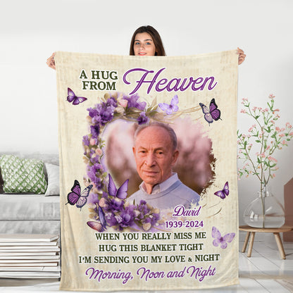 Purple Butterflies Blanket Memorial - Remembrance Gift - Memorial Personalized Custom Blanket - Christmas Gift, Sympathy Gift