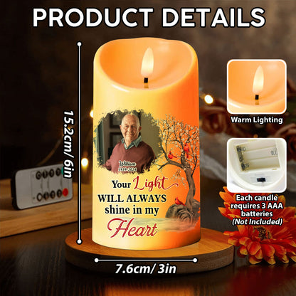 Candle Burns Your Life Was A Blessing Cardinal Custom Photo Memorial - Personalized Flameless LED Candle