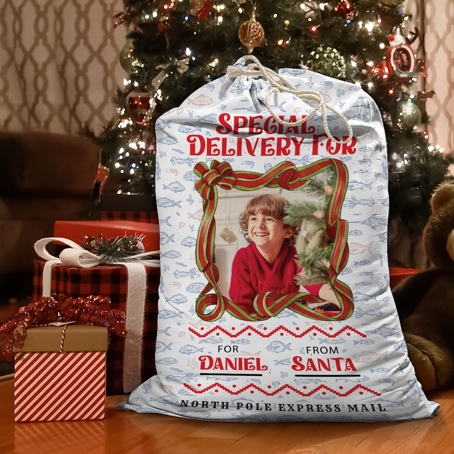 Special Delivery My Hobby Christmas Bag Custom Photo - Christmas Family Gift - Personalized Christmas Sack - Custom Christmas Bag