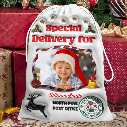 North Pole Post Office Christmas Bag Custom Photo - Christmas Family Gift - Personalized Christmas Sack - Custom Christmas Bag