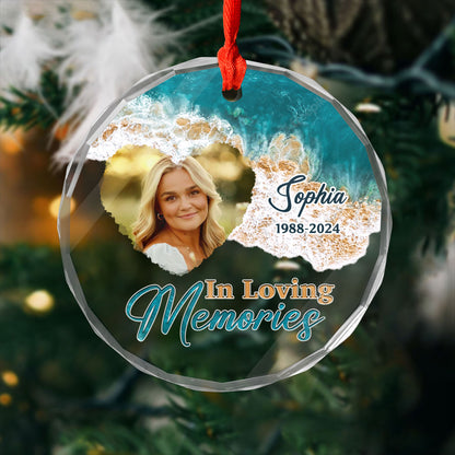 In Loving Memories Beach Keepsake - Personalized Custom Glass Ornament - Memorial Ornament Gift