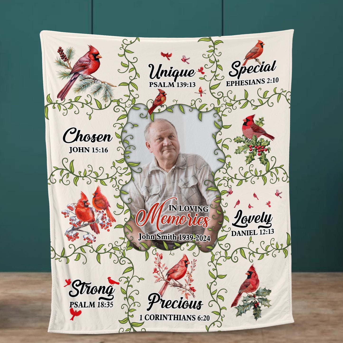 Loving Memories Heaven Flowers Christmas Photo Blanket Memorial - Remembrance Gift - Memorial Personalized Custom Blanket - Christmas Gift, Sympathy Gift