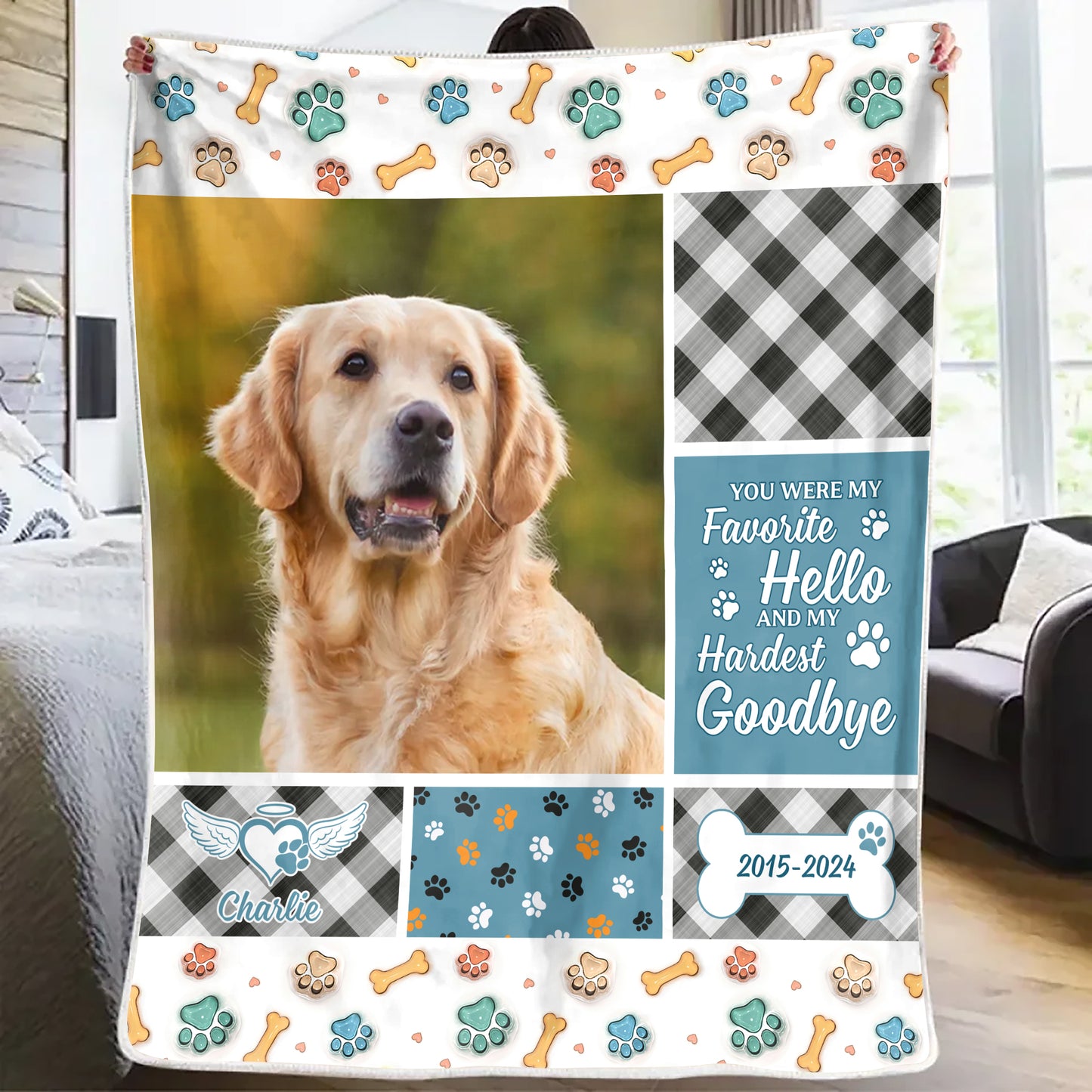 Hello From Heaven Custom Pet Photo - Memorial Dog Lover Personalized Custom Blanket - Christmas Gift, Sympathy Gift