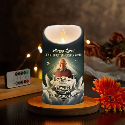 Always In Our Thoughts Memorial  - Personalized Flameless LED Candle