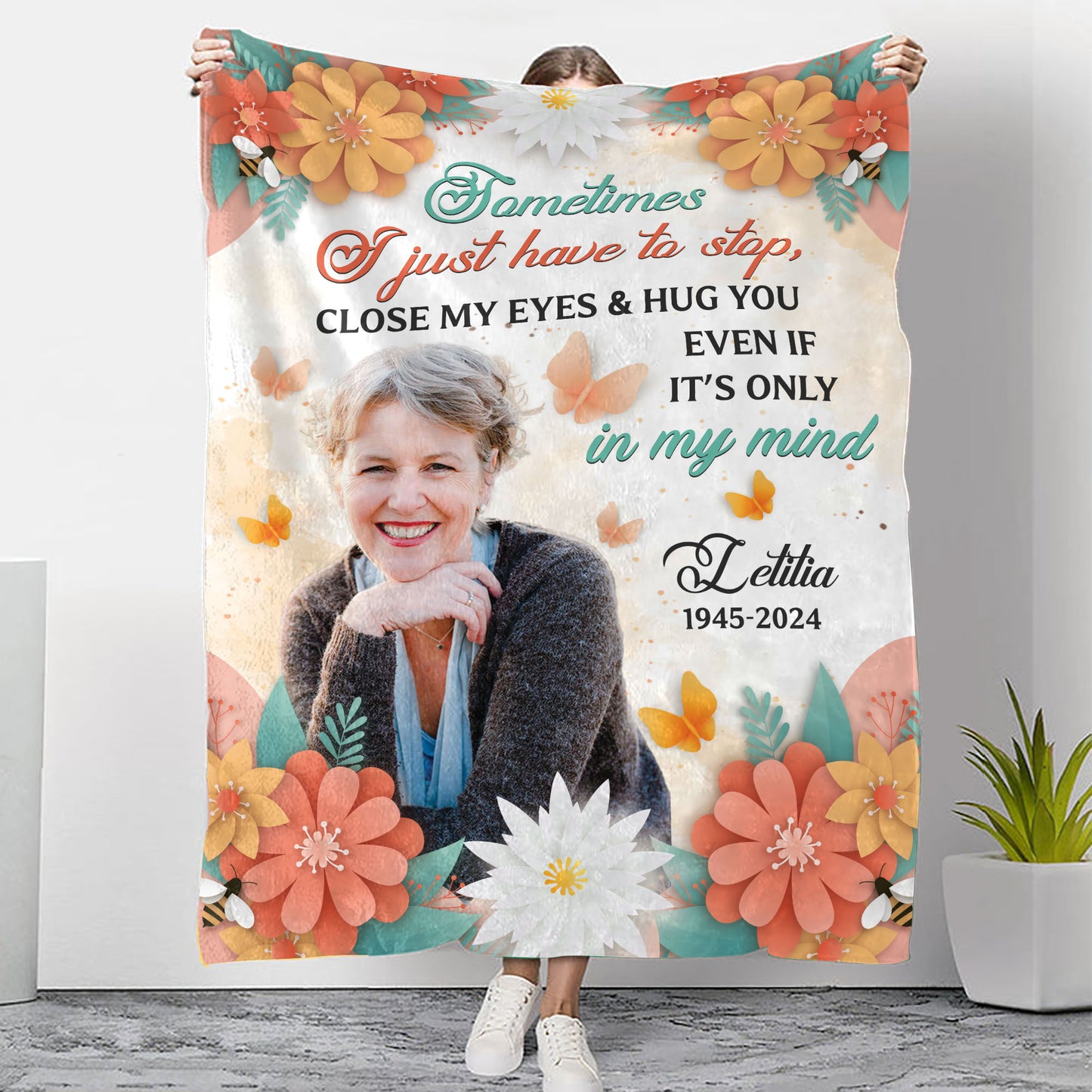 3D Flowers In Loving Memory Remembrance Gift - Memorial Personalized Custom Blanket - Christmas Gift, Sympathy Gift