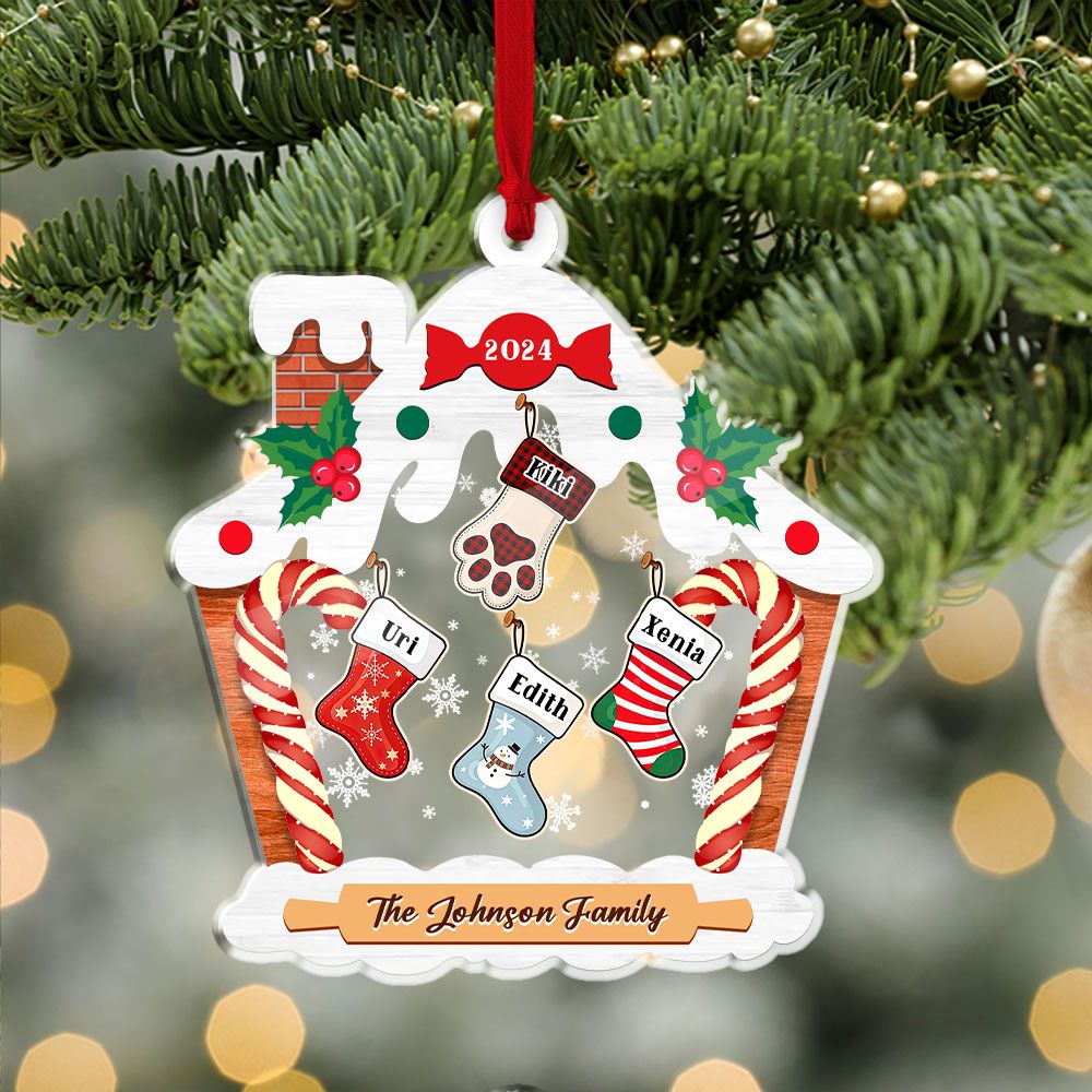 Our Family Socks Ornament - Personalized Custom Acrylic Ornament - Custom Ornament