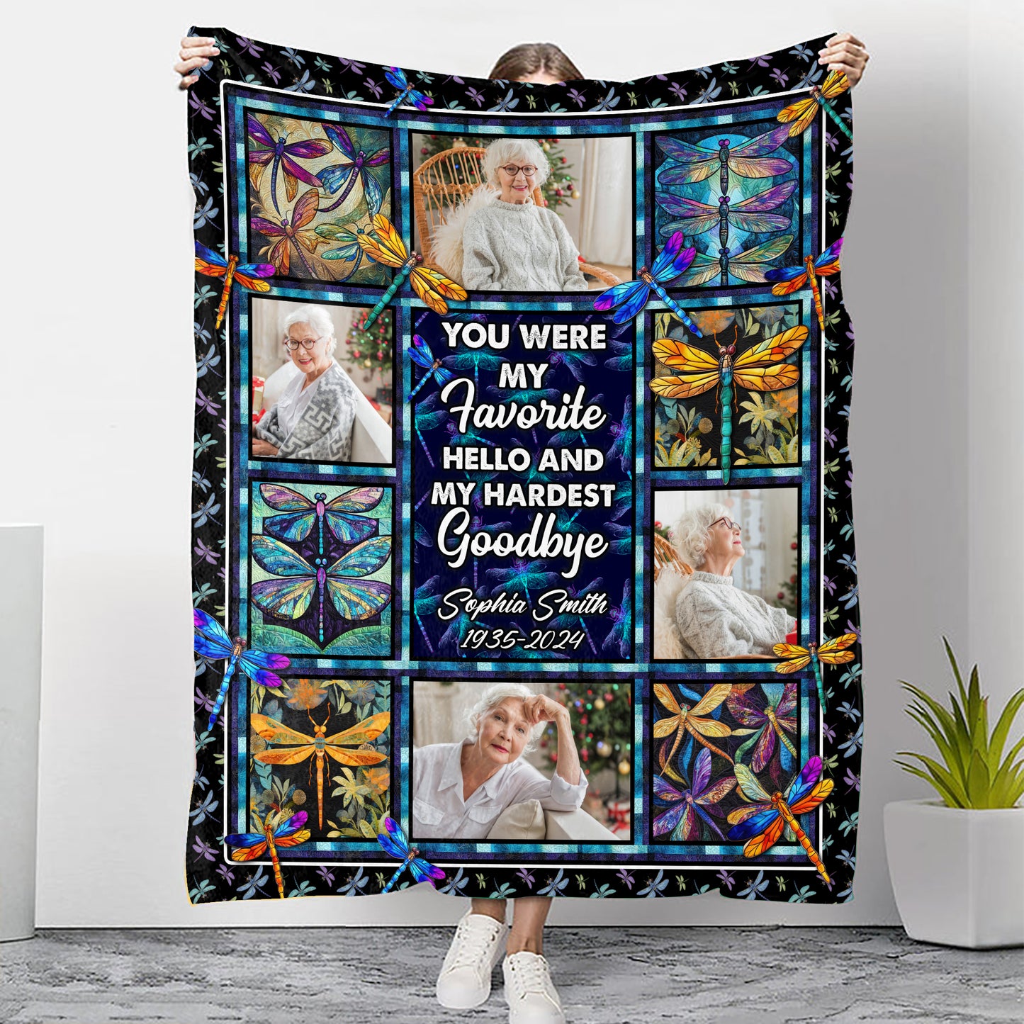 My Favorite Hello Blanket Memorial Blanket - Remembrance Gift - Memorial Personalized Custom Blanket - Christmas Gift, Sympathy Gift