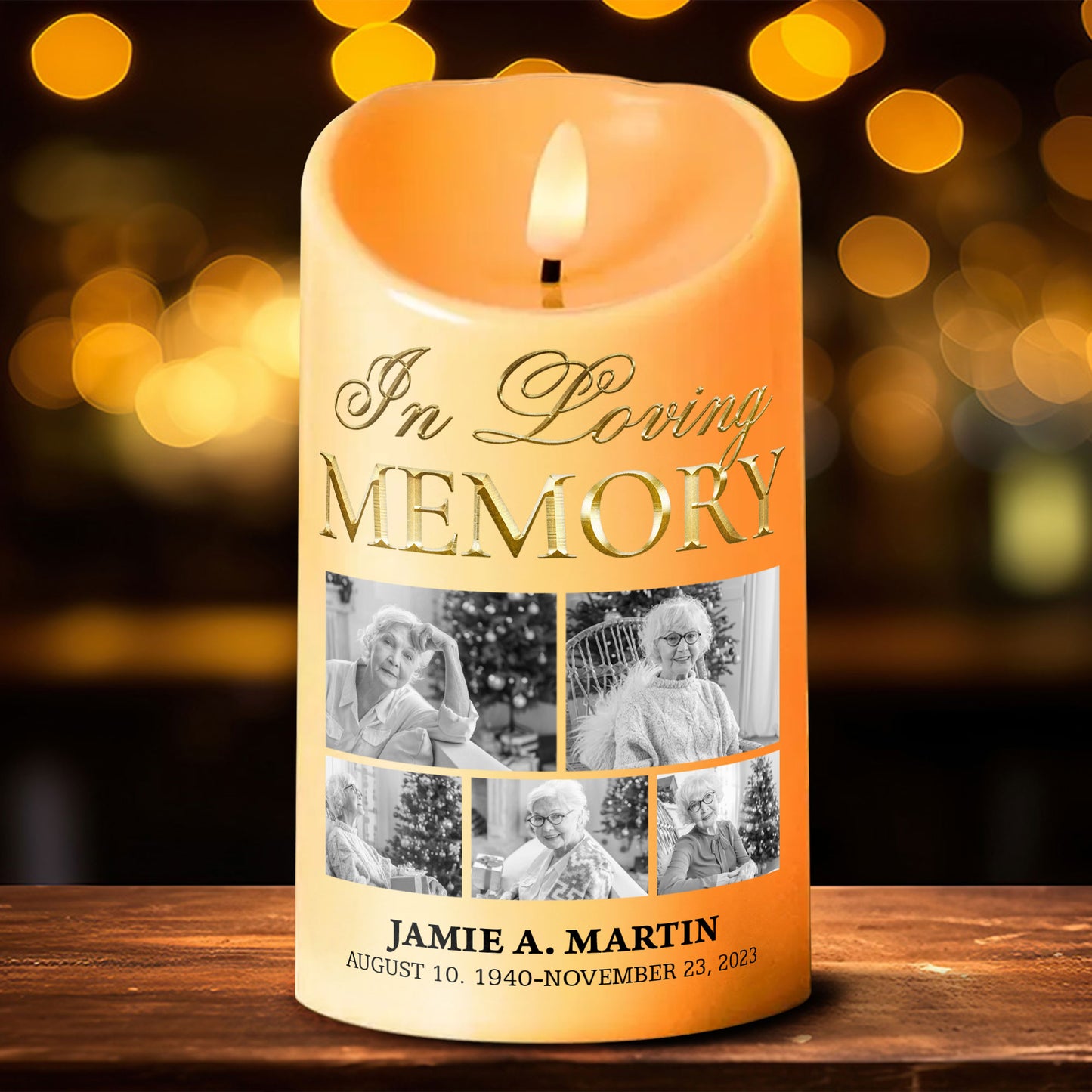 In Loving Memorial Custom Photo Memorial - Personalized Flameless LED Candle