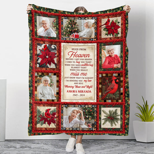 Cardinal Quilt Blanket Memorial Blanket - Remembrance Gift - Memorial Personalized Custom Blanket - Christmas Gift, Sympathy Gift