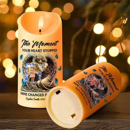 Custom Photo Memorial The Moments Your Heart Stopped - Personalized Flameless LED Candle