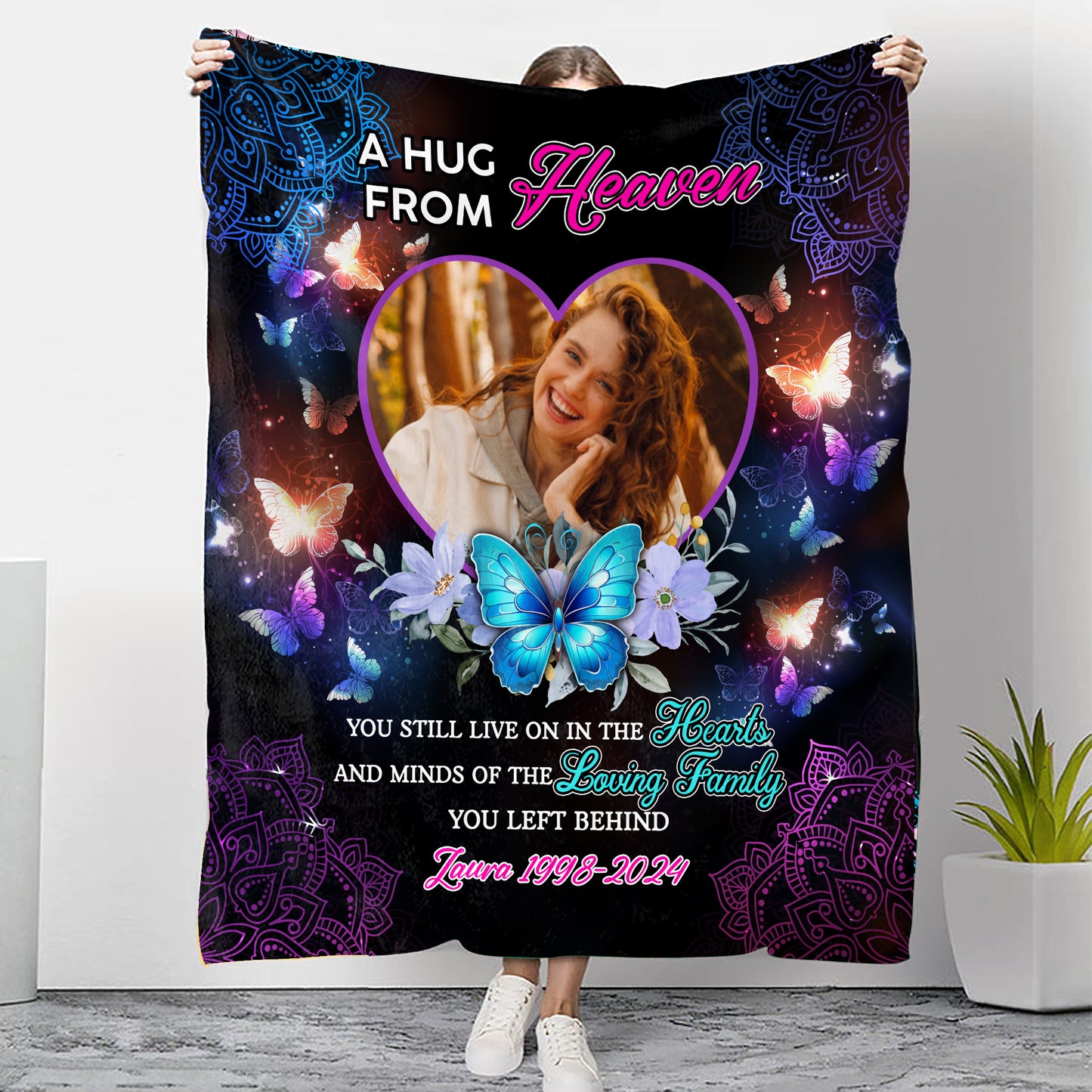 You Still Live On In The Hearts Christmas Photo Blanket Memorial - Remembrance Gift - Memorial Personalized Custom Blanket - Christmas Gift, Sympathy Gift