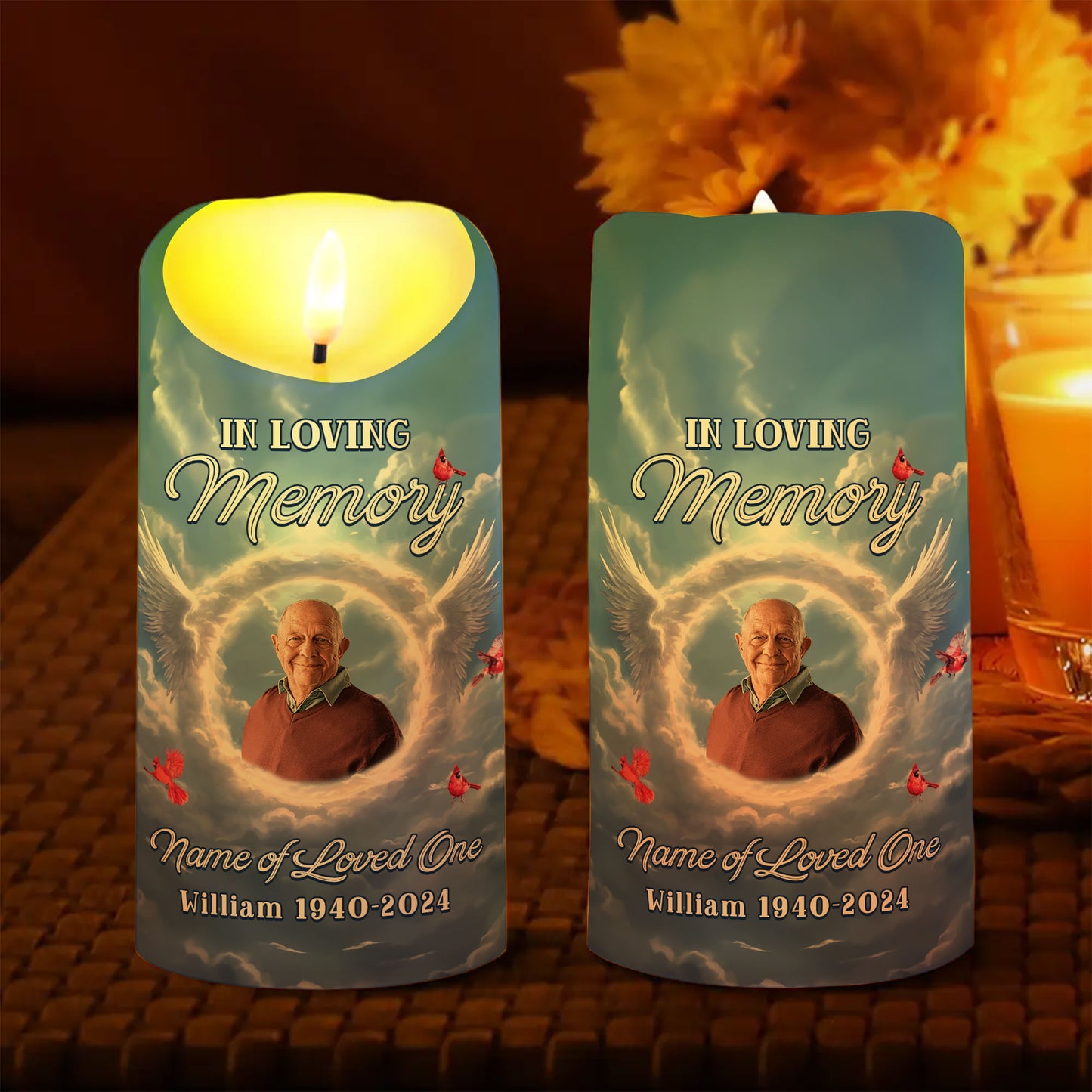 Custom Photo Memorial In Loving Memories - Personalized Flameless LED Candle