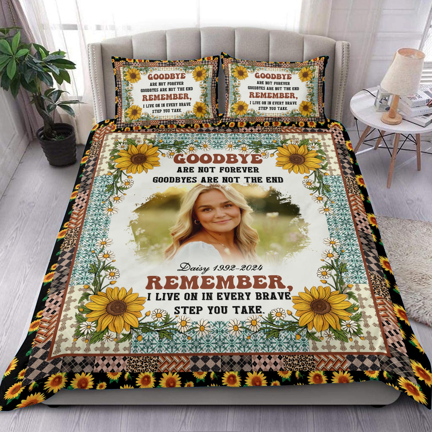 A Hug From Heaven Sunflower Memorial Personalized Custom Bedding Set - Christmas Gift, Sympathy Gift