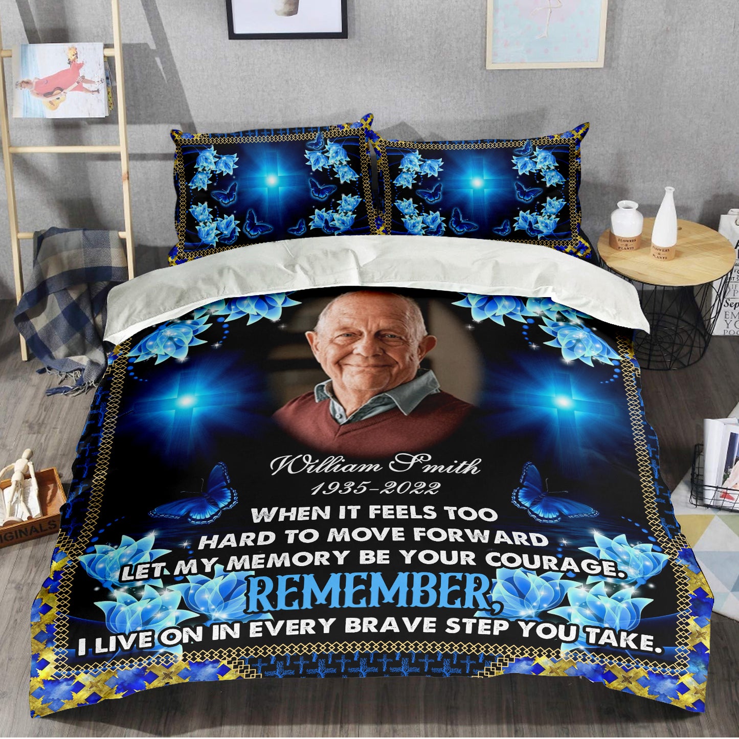 Move Forward Memorial Personalized Custom Bedding Set - Christmas Gift, Sympathy Gift