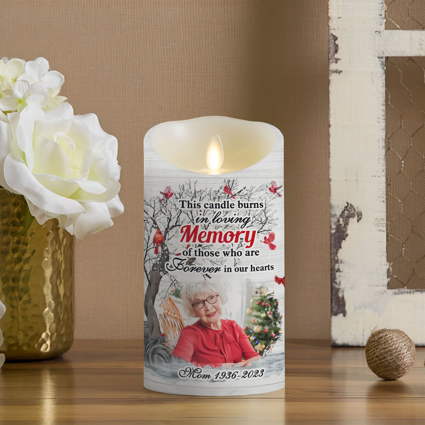 Candle Burns Your Life Was A Blessing Custom Photo Memorial - Personalized Flameless LED Candle