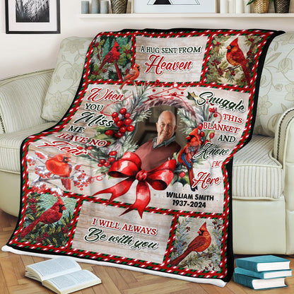 Snuggle This Blanket & Know We're Here Christmas Photo Blanket Memorial - Remembrance Gift - Memorial Personalized Custom Blanket - Christmas Gift, Sympathy Gift